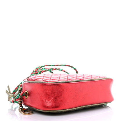 Gucci Laminated Nappa Trapuntata Mini Zumi Dome Shoulder Bag Rosso Jasmine Green Rame 4 of 9
