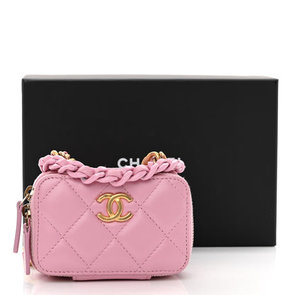 Chanel Lambskin Quilted Mini Lacquered Chain Clutch Pink 11 of 11