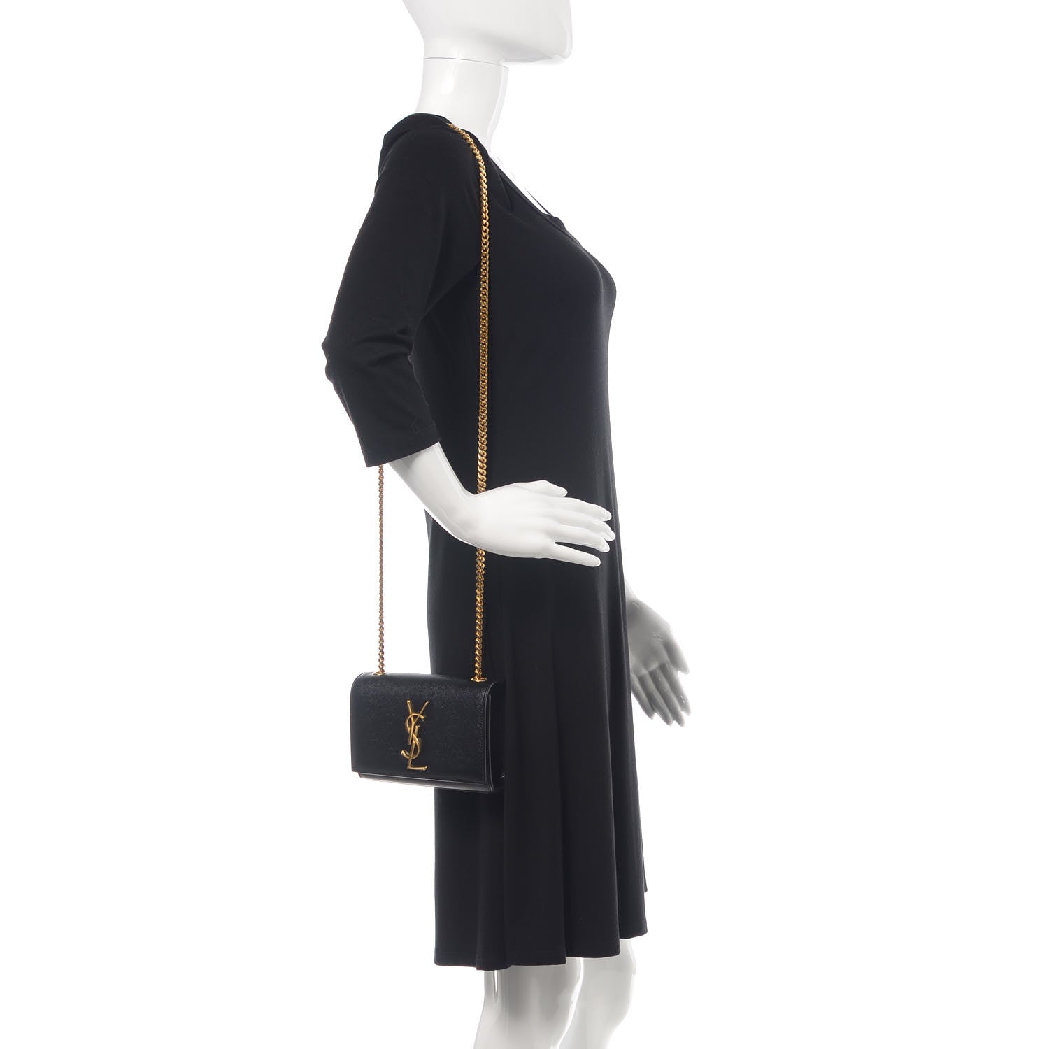Saint Laurent Grain De Poudre Small Monogram Kate Satchel Black 2 of 9