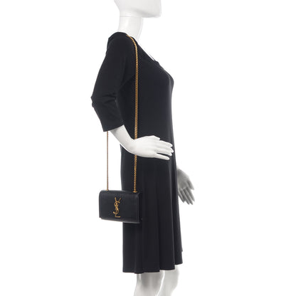Saint Laurent Grain De Poudre Small Monogram Kate Satchel Black 2 of 9