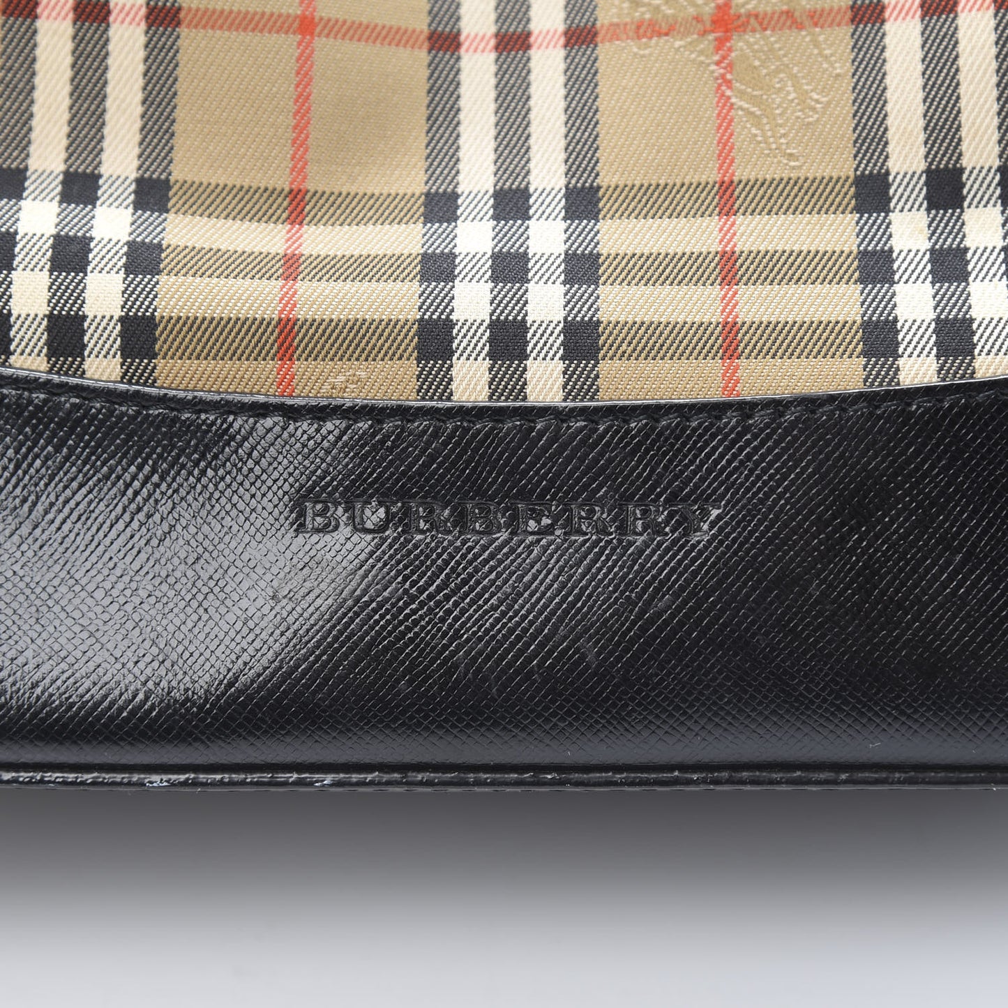 Grainy Calfskin Haymarket Check Tote Black