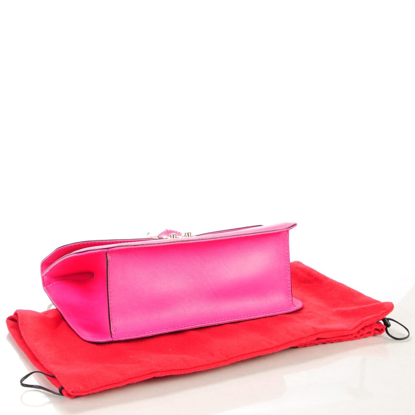 Vitello Large Glam Lock Rockstud Flap Pop Fuxia