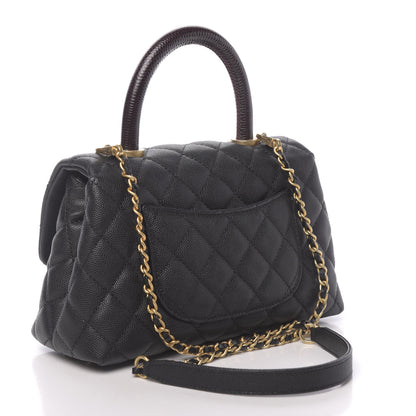 Chanel Caviar Lizard Embossed Quilted Mini Coco Handle Flap Black 3 of 10