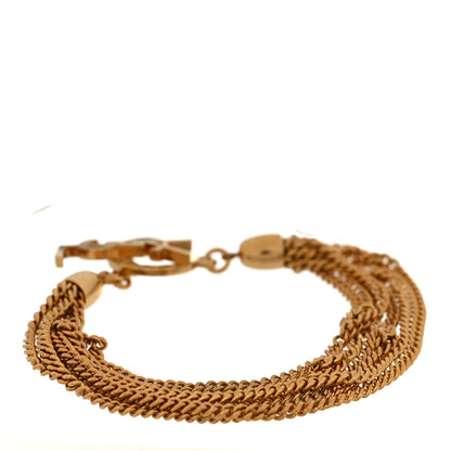 Saint Laurent Brass Monogram Multi Chain Charm Bracelet Gold 3 of 3