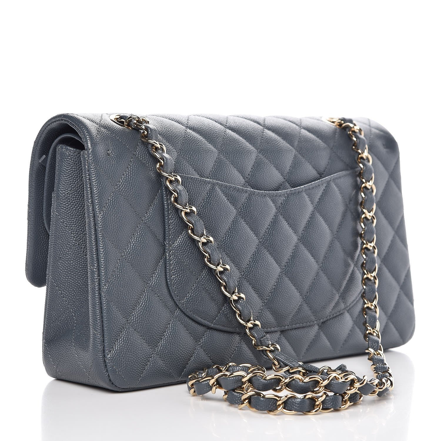 Chanel Caviar Quilted Medium Double Flap Dark Grey 4 of 9