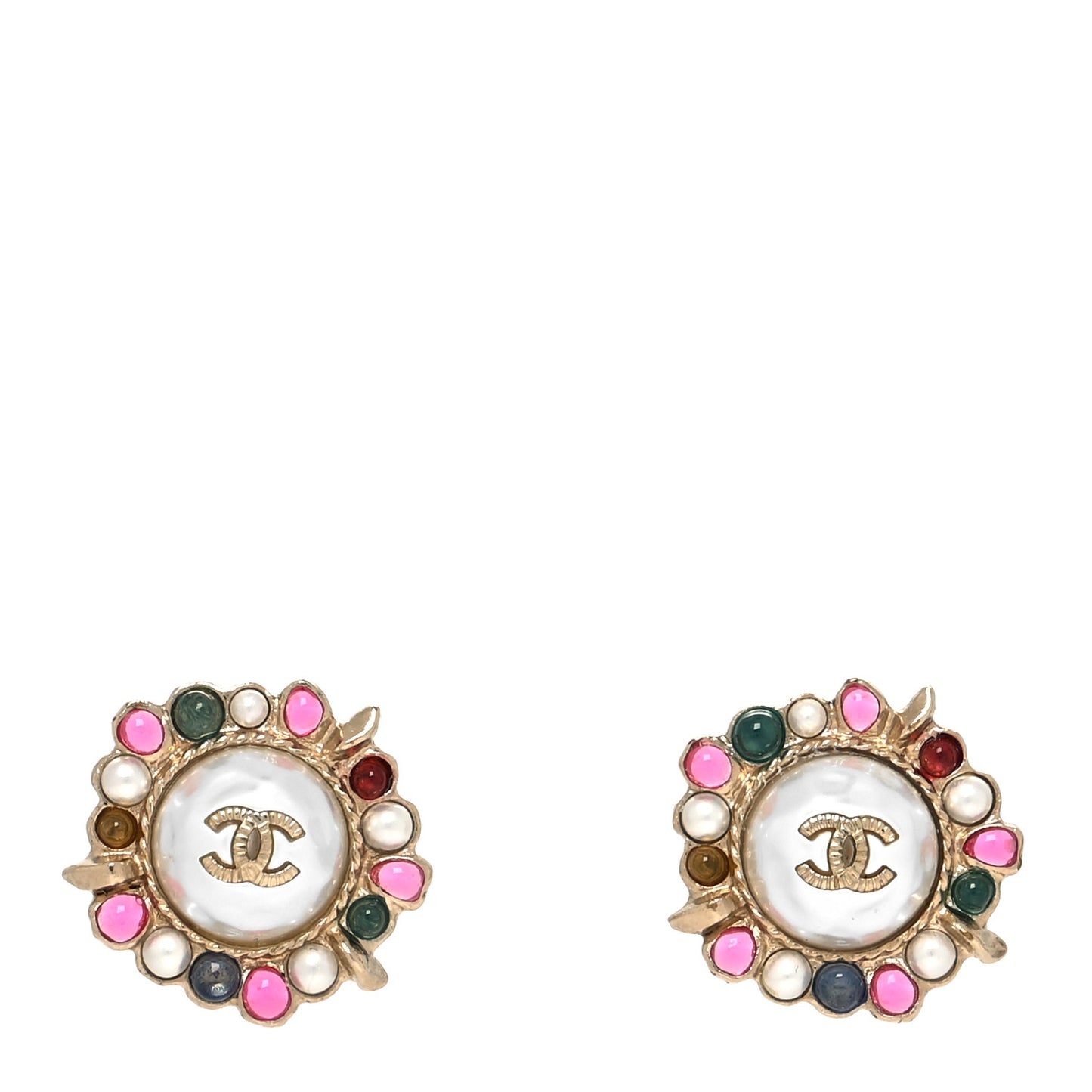 Pearl Resin CC Earrings Multicolor Gold