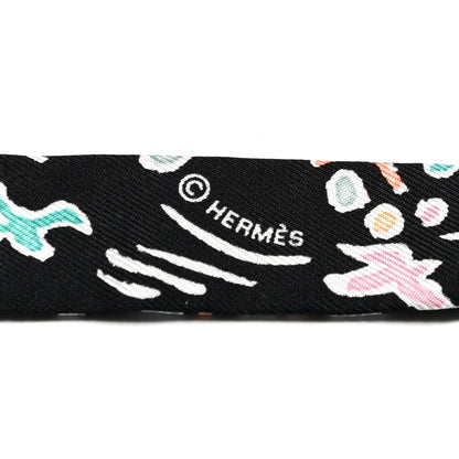Hermes Silk Isola Di Primavera Doll Twilly Black Vert Rose 3 of 4