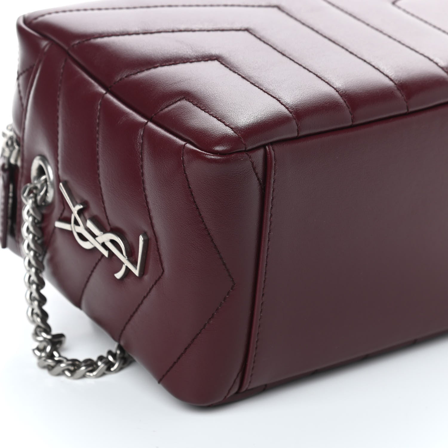 Saint Laurent Calfskin Y Quilted Monogram Small Loulou Bowling Bag Rouge Legion 7 of 9