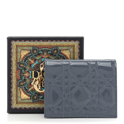 Christian Dior Patent Cannage Mini Lady Dior Wallet Gray Stone 10 of 10