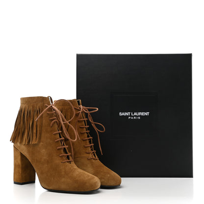 Saint Laurent Suede Babies 90 Fringe Ankle Boots 37 Light Tan 9 of 9