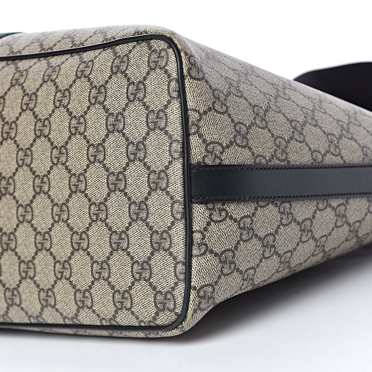 GG Supreme Monogram Web Medium Zippered Tote Beige Black