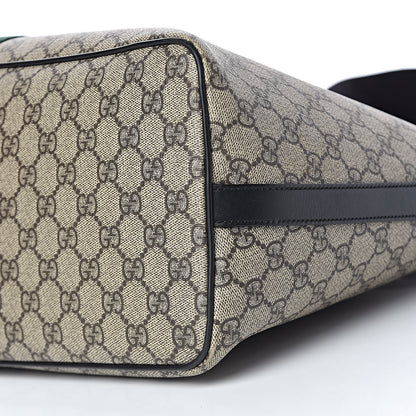 Gucci GG Supreme Monogram Web Medium Zippered Tote Beige Black 11 of 15