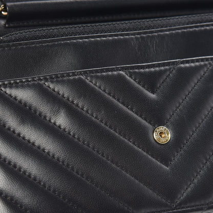 Chanel Lambskin Chevron Quilted Wallet On Chain WOC Black 11 of 13