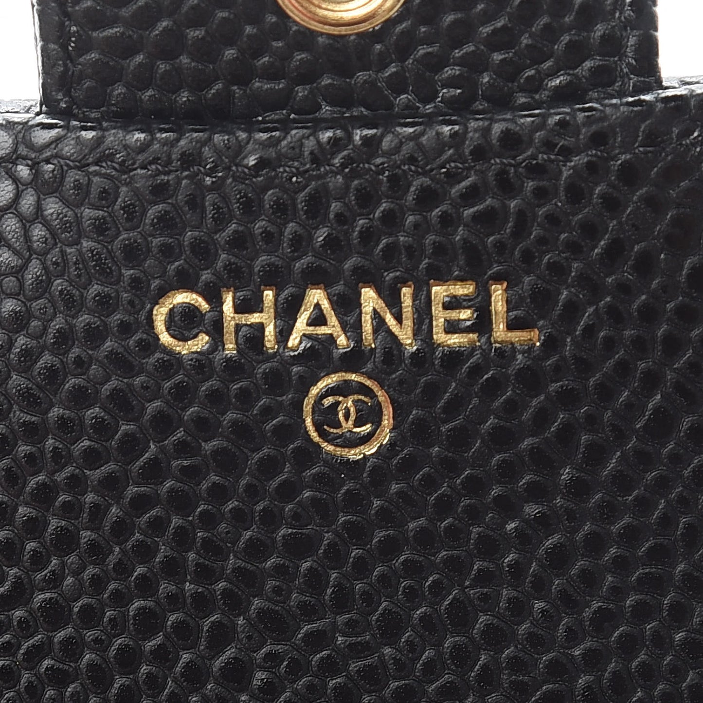 Caviar Quilted Compact Flap Wallet Black