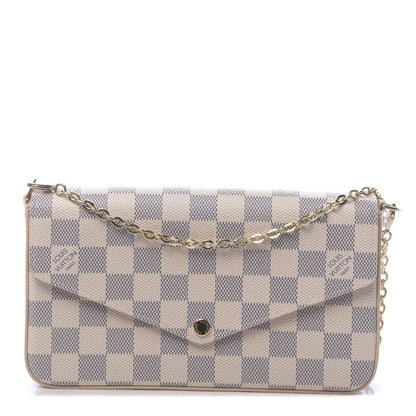 Louis Vuitton Damier Azur Pochette Felicie Chain Wallet Rose Ballerine 1 of 10