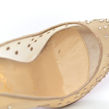 Christian Louboutin Suede Silk Crystal Strass Follies 100 Pumps 38 Light Silk 10 of 15