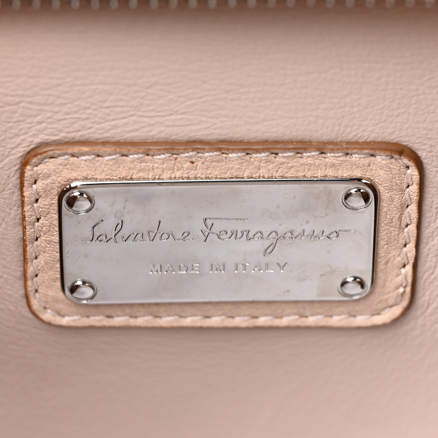 Salvatore Ferragamo Calfskin Medium Sofia Satchel Beige 6 of 13