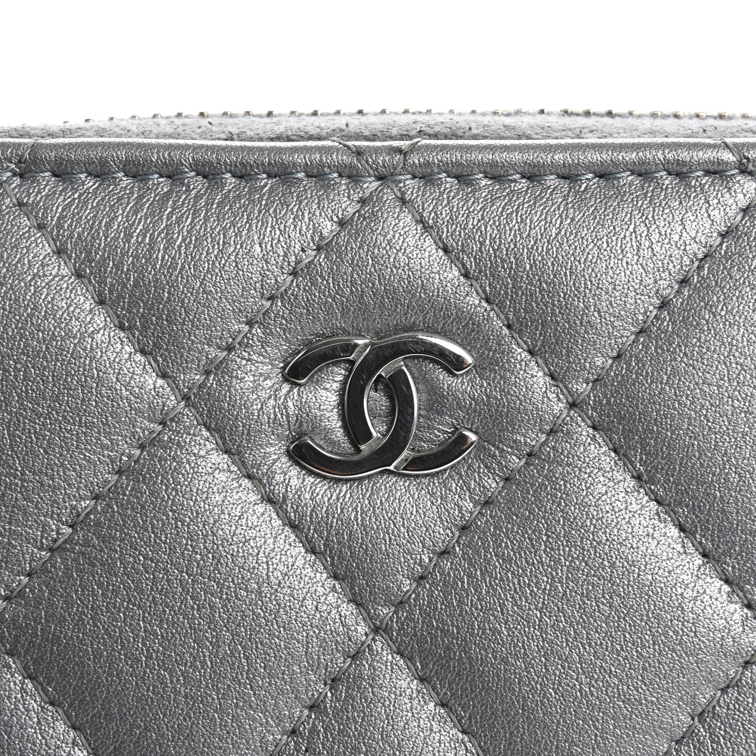 Chanel Iridescent Calfskin Quilted Zip Coin Purse Wallet Light Blue 8 of 11