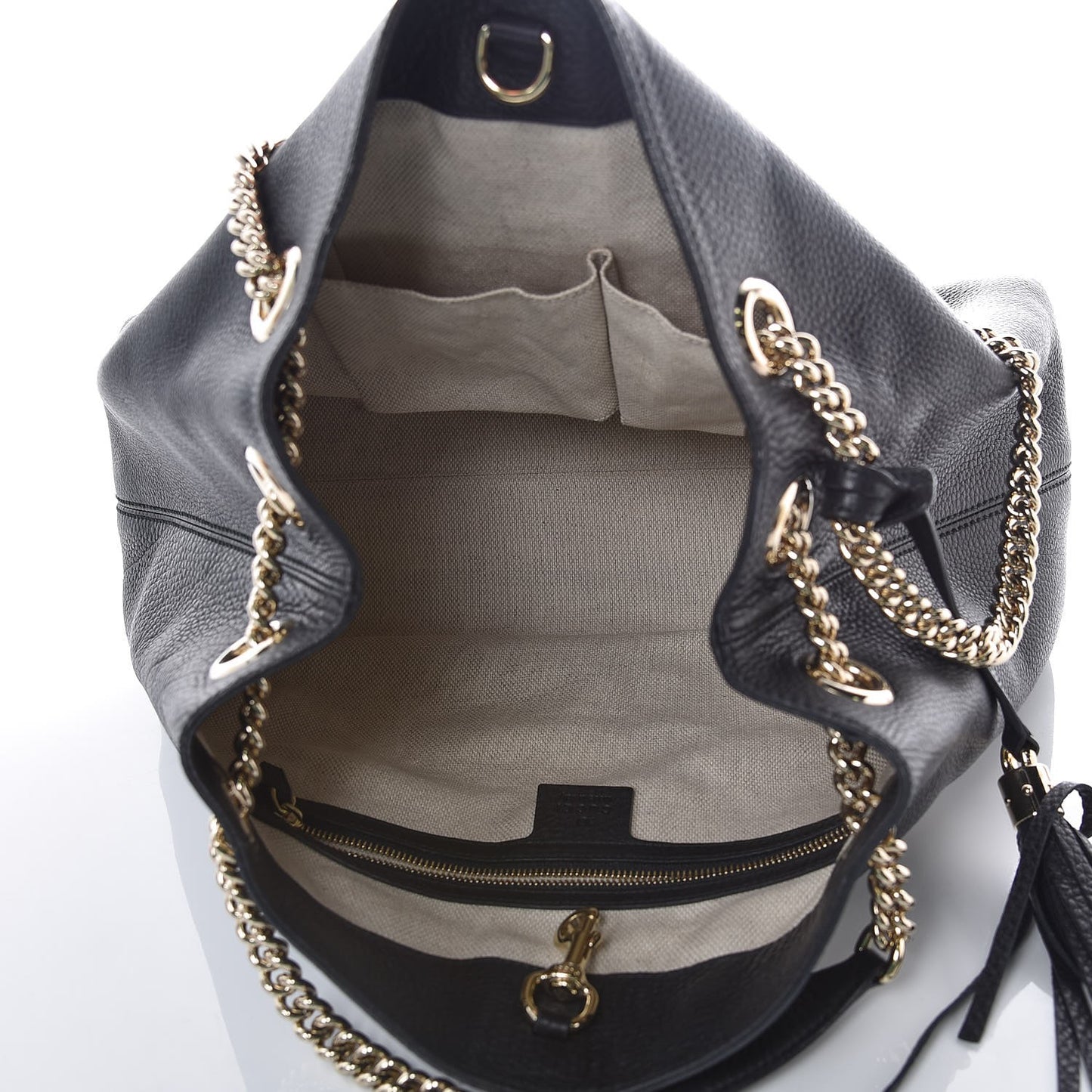 Pebbled Calfskin Medium Soho Chain Shoulder Bag Black