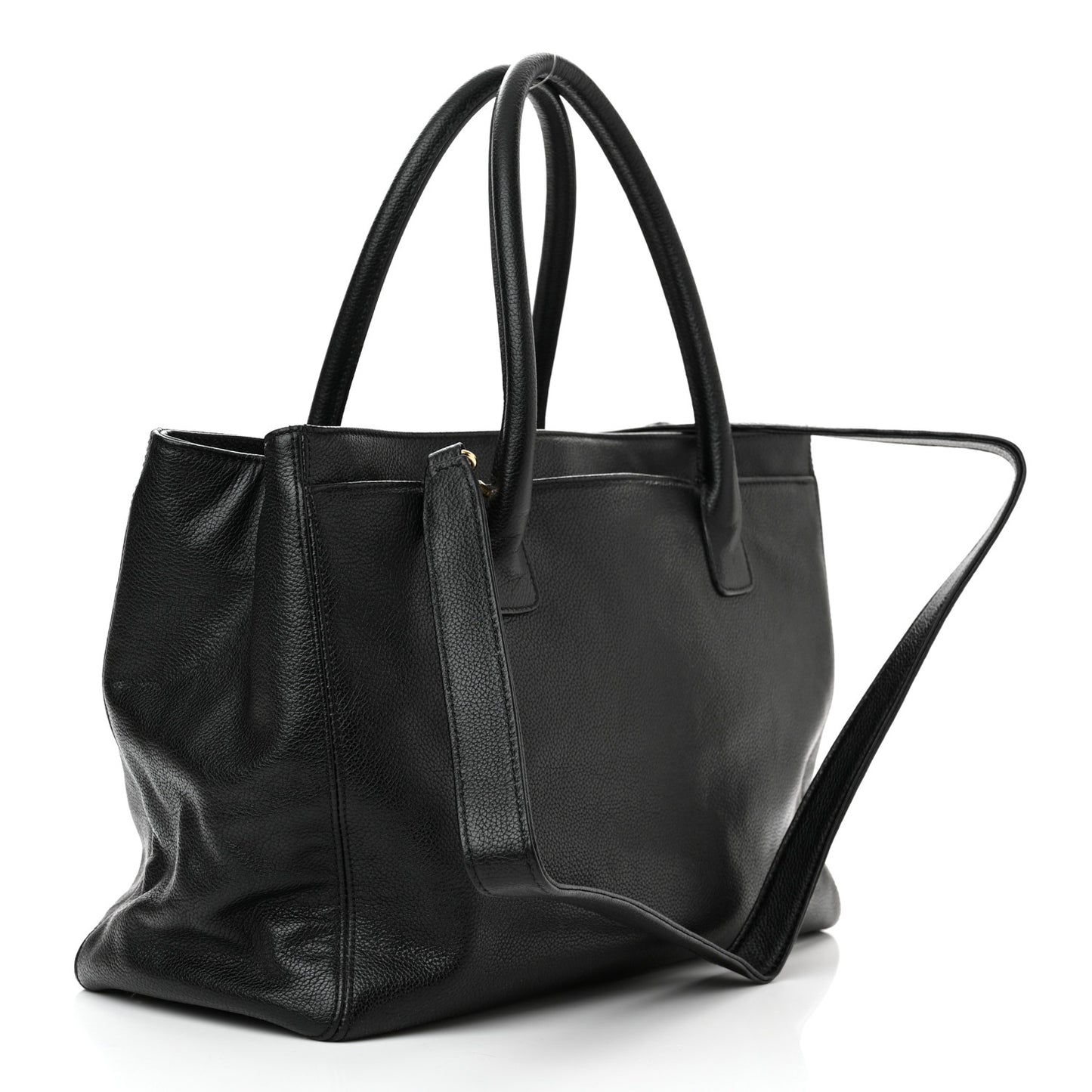 Calfskin Cerf Executive Shopper Tote Black