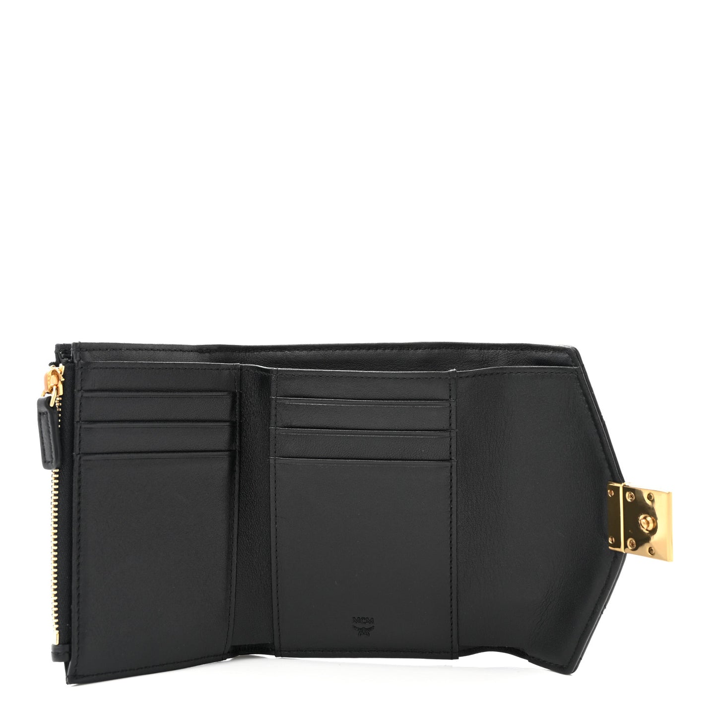 Calfskin Quilted Compact Wallet Black