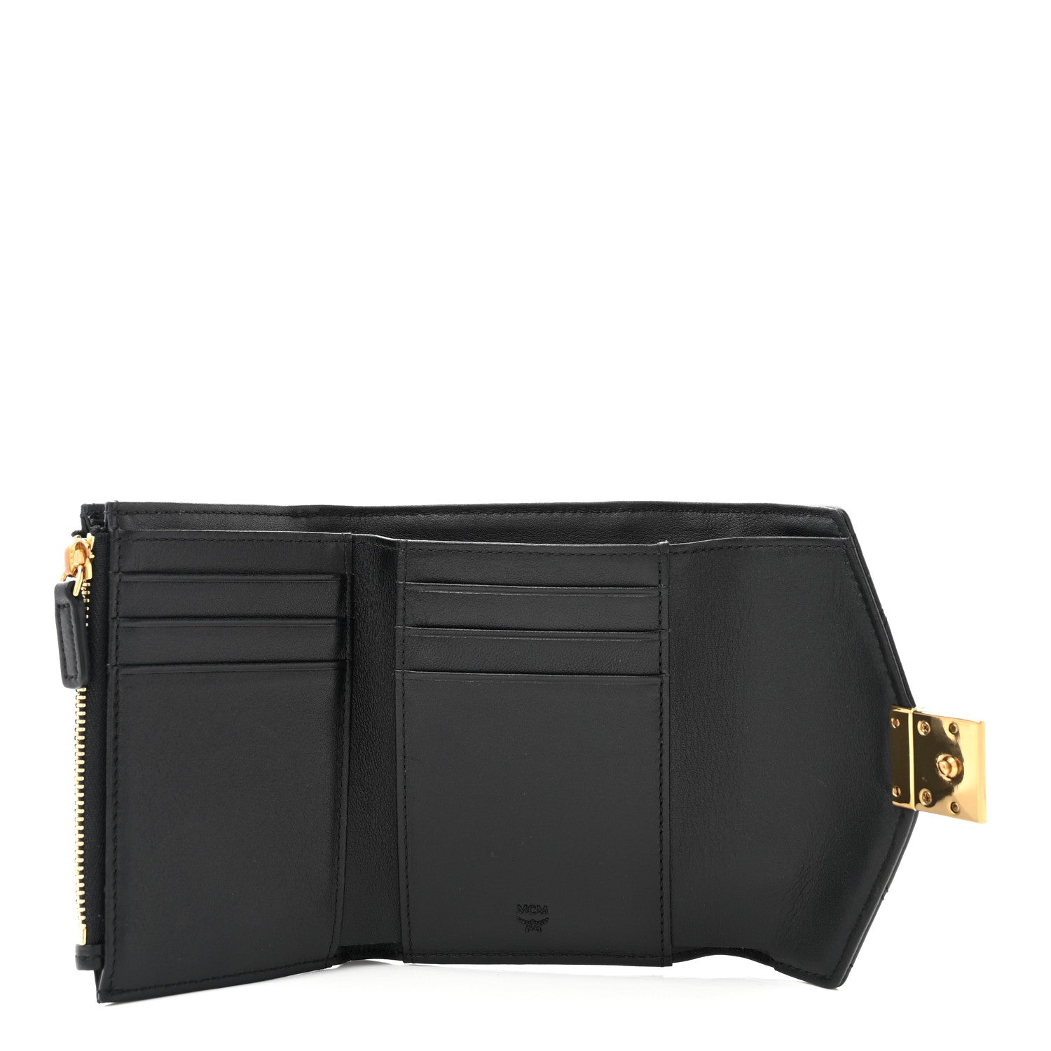 MCM Calfskin Quilted Compact Wallet Black 5 of 8