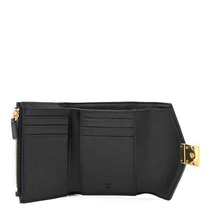 MCM Calfskin Quilted Compact Wallet Black 5 of 8