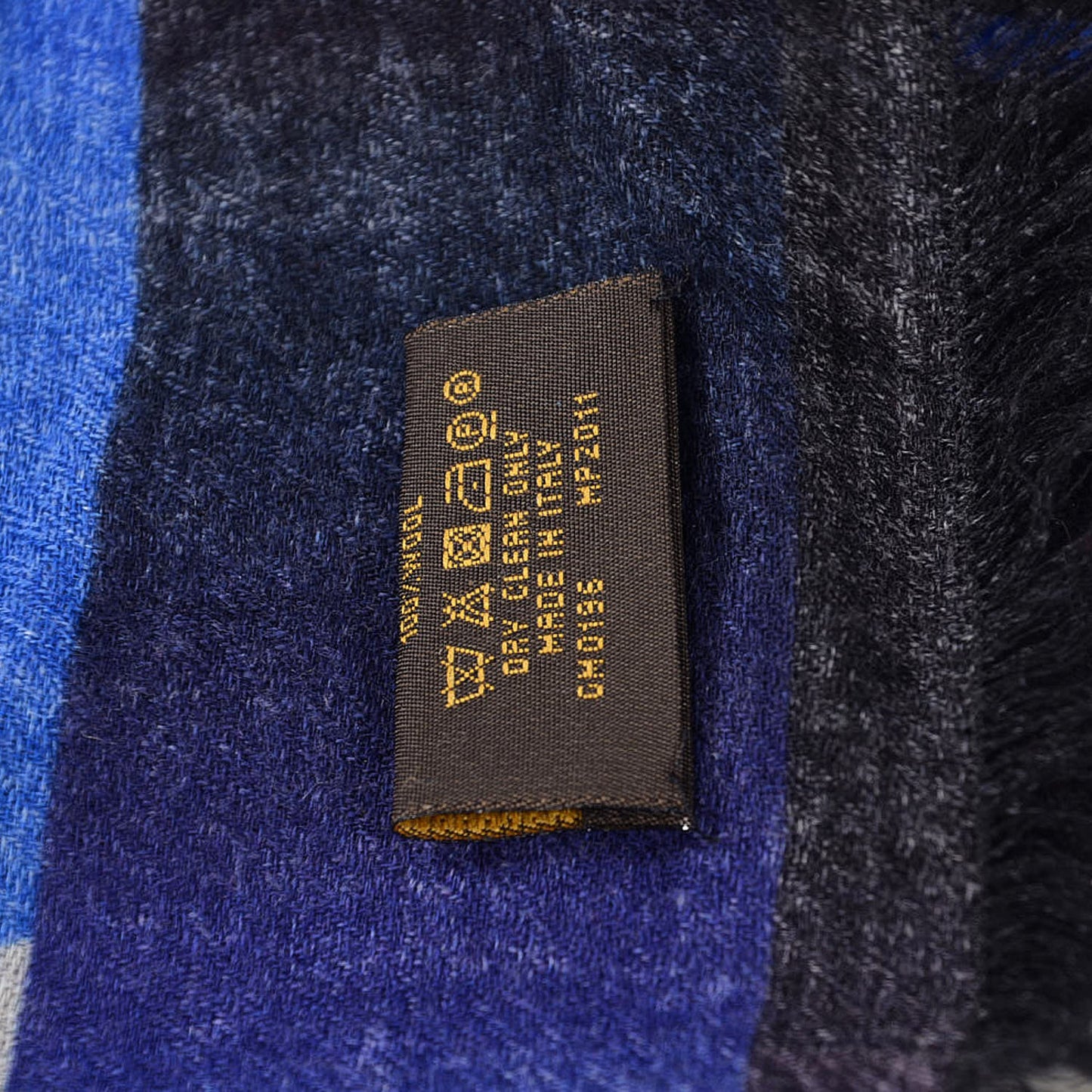 Wool Monogram Race Stole Blue
