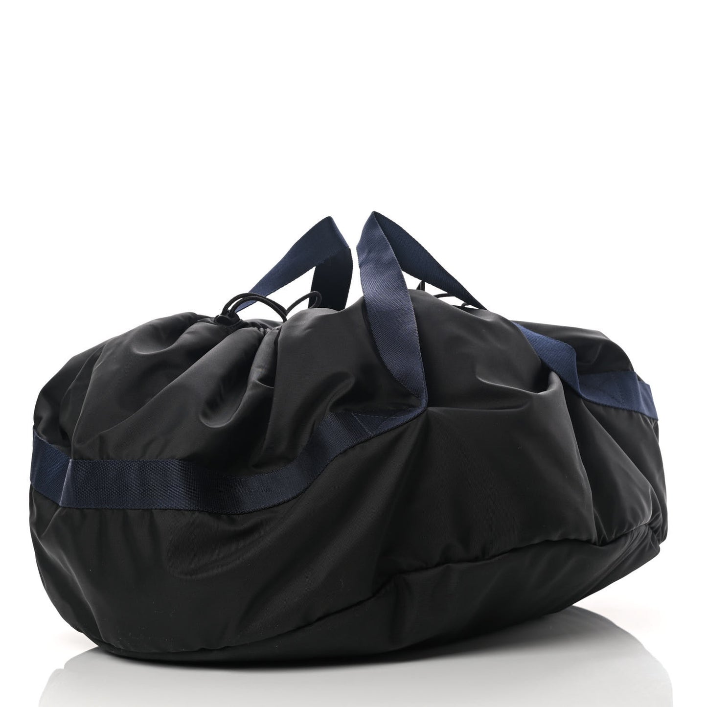Textured Sport Nylon Logo Embroidered M Wheel Gym Bag Black Bleu Navy
