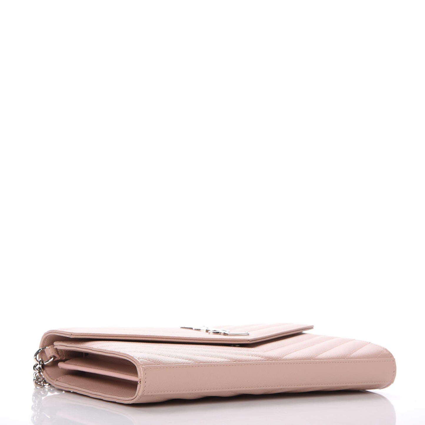 Grain De Poudre Matelasse Chevron Monogram Chain Wallet Pale Pink