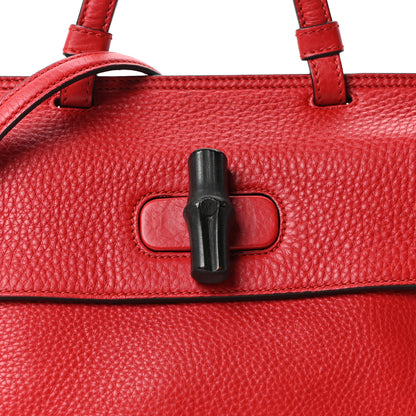 Gucci Cellarius Calfskin Small Bamboo Daily Top Handle Bag Hibiscus Red 7 of 9