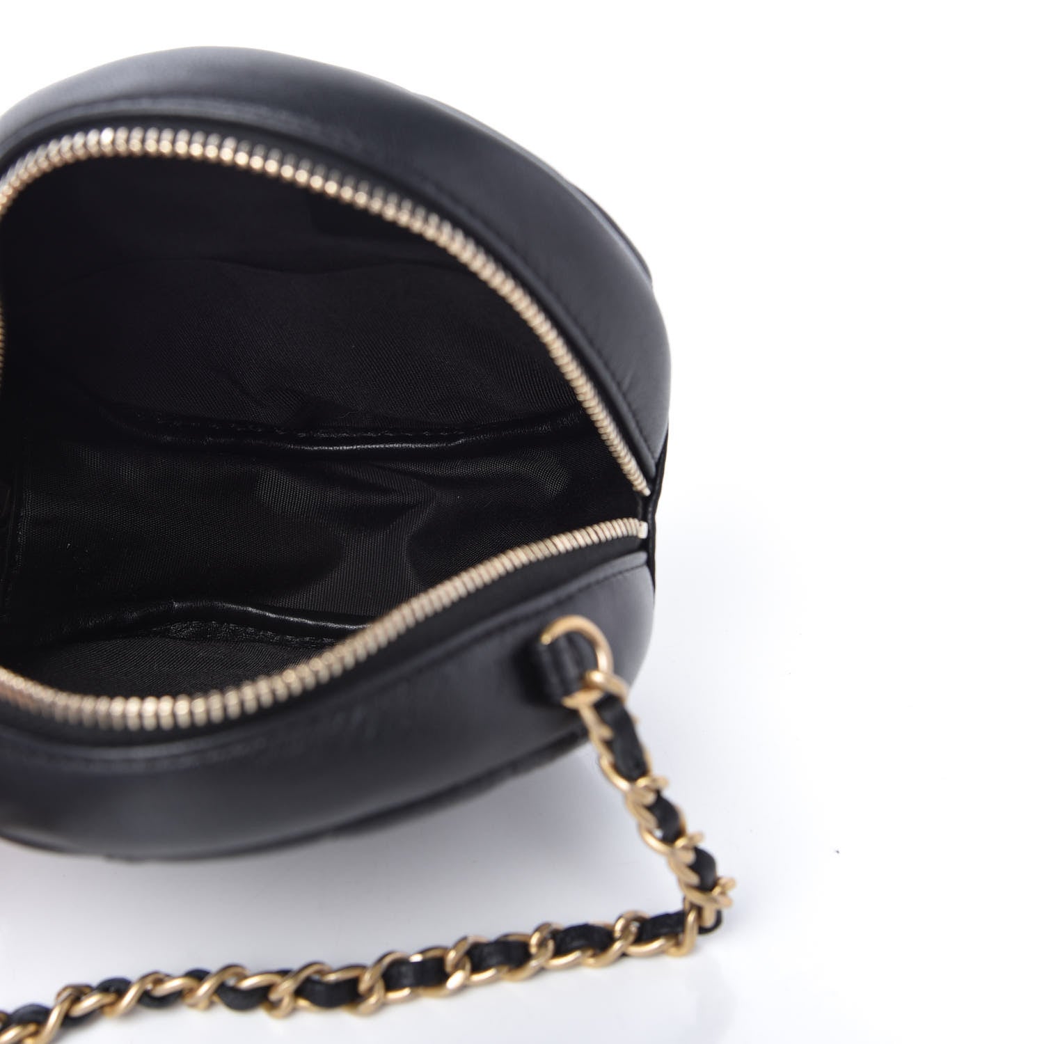 Chanel Lambskin Quilted Studded Round Clutch With Chain Black 5 of 10