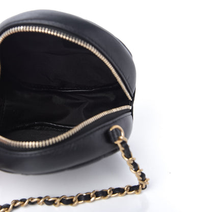Chanel Lambskin Quilted Studded Round Clutch With Chain Black 5 of 10