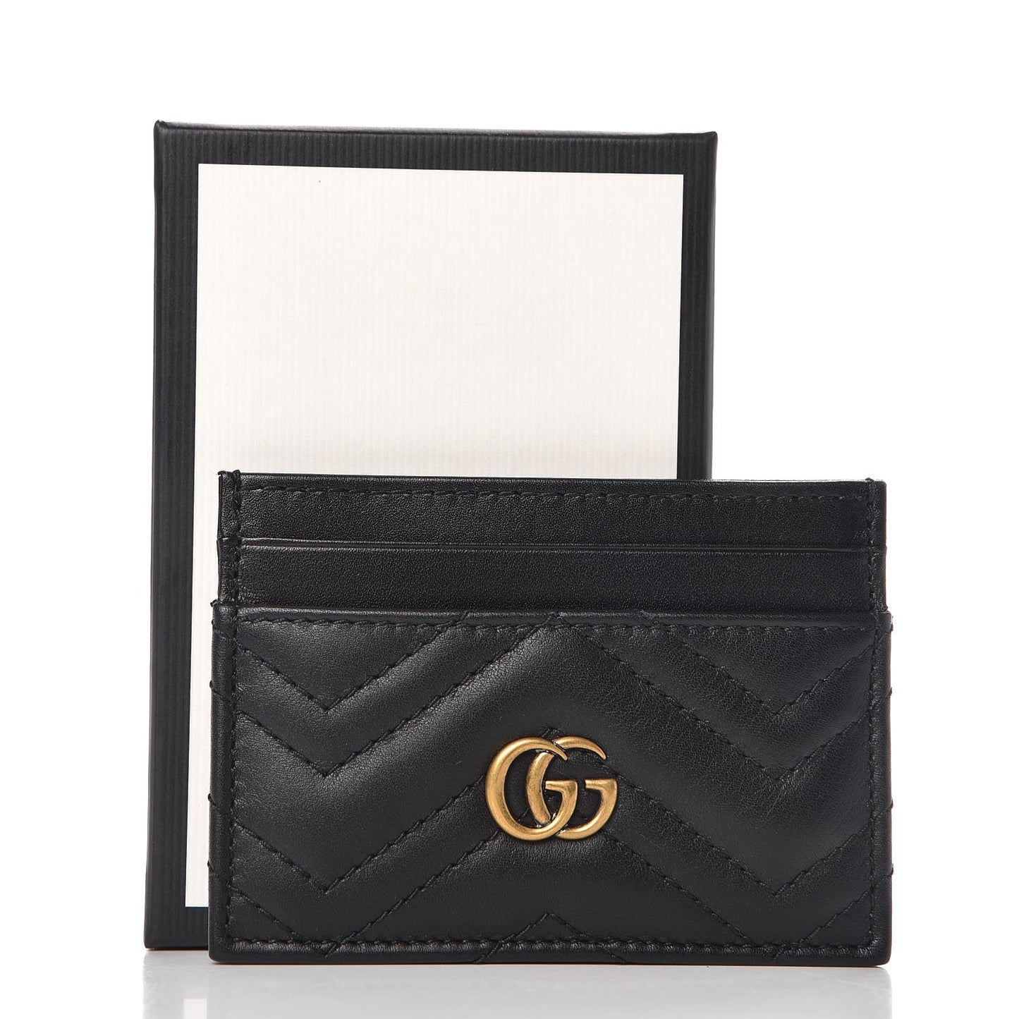 Calfskin Matelasse GG Marmont Card Holder Black