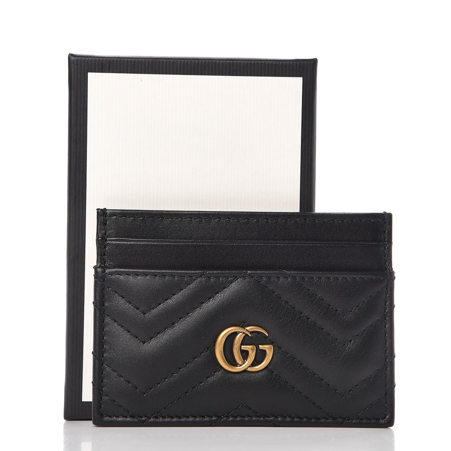Gucci Calfskin Matelasse GG Marmont Card Holder Black 7 of 7