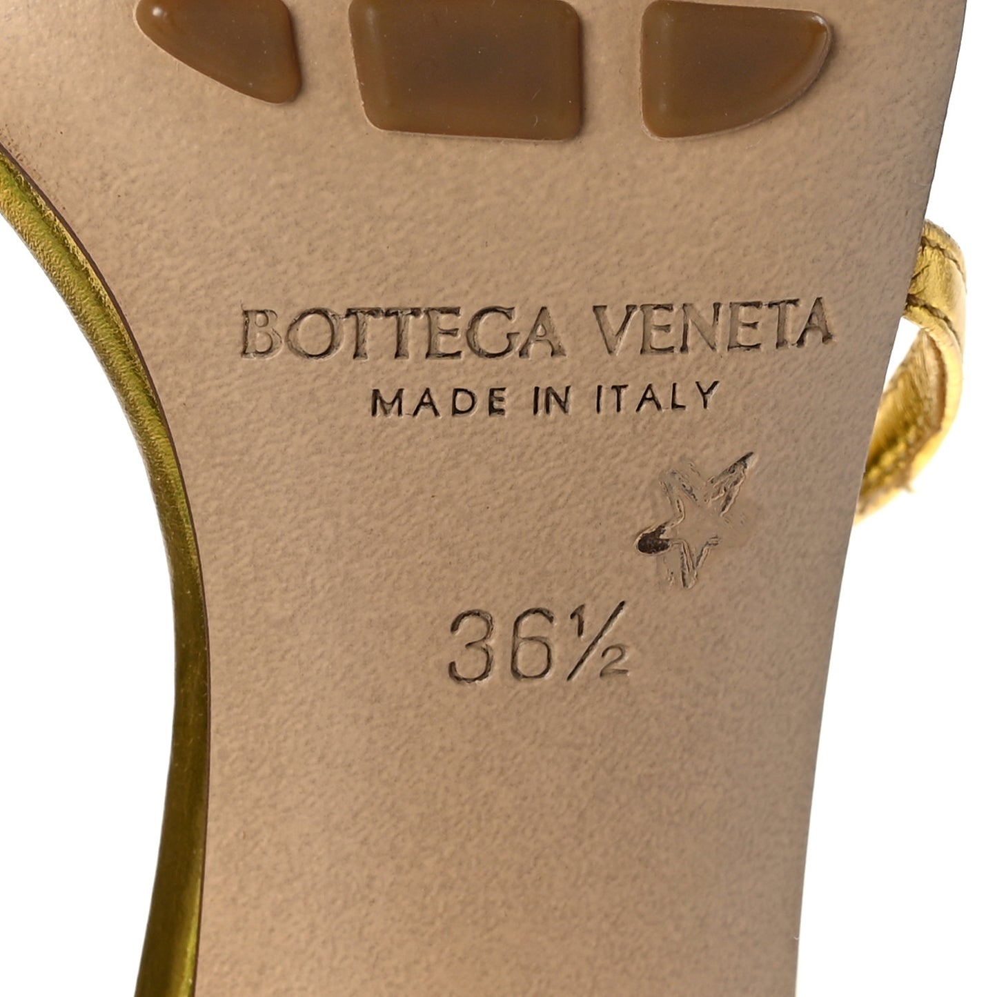 Laminated Calfskin The Line 90mm Sandals 36.5 Gold