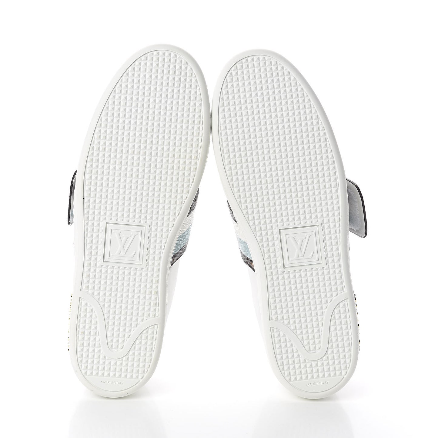 Calfskin Monogram Striped Frontrow Sneakers 41 White