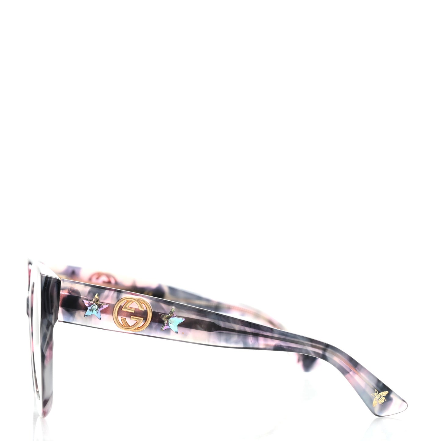 Round Frame GG Star Sunglasses GG0207S Grey Pink