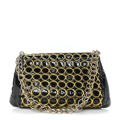 Chanel Patent Embroidered Clutch With Chain Black Gold 1 of 9