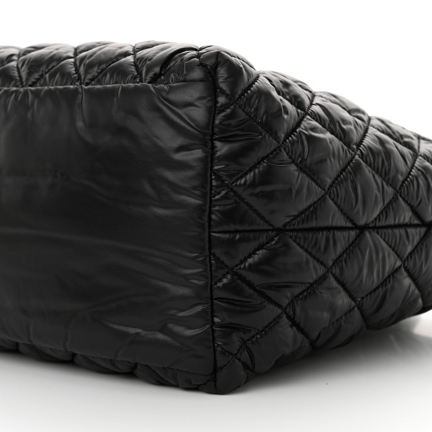 Nylon Quilted Small Coco Cocoon Tote Black