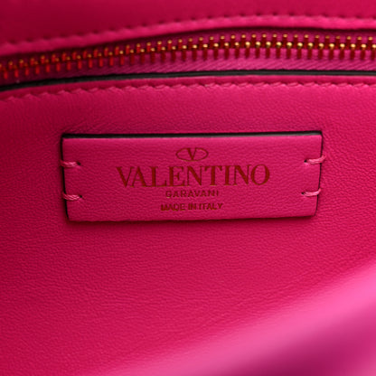 Valentino Garavani Nappa Lacquer Monochrome Medium Roman Stud Shoulder Bag Pink PP 6 of 9