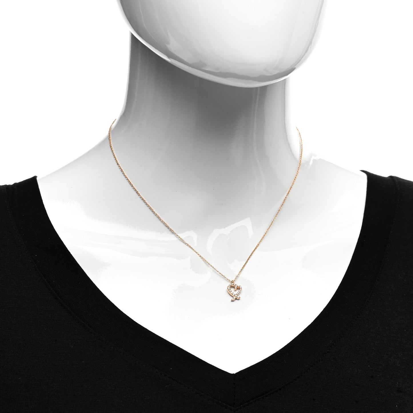 18K Rose Gold Diamond Mini Paloma Picasso Loving Heart Pendant Necklace