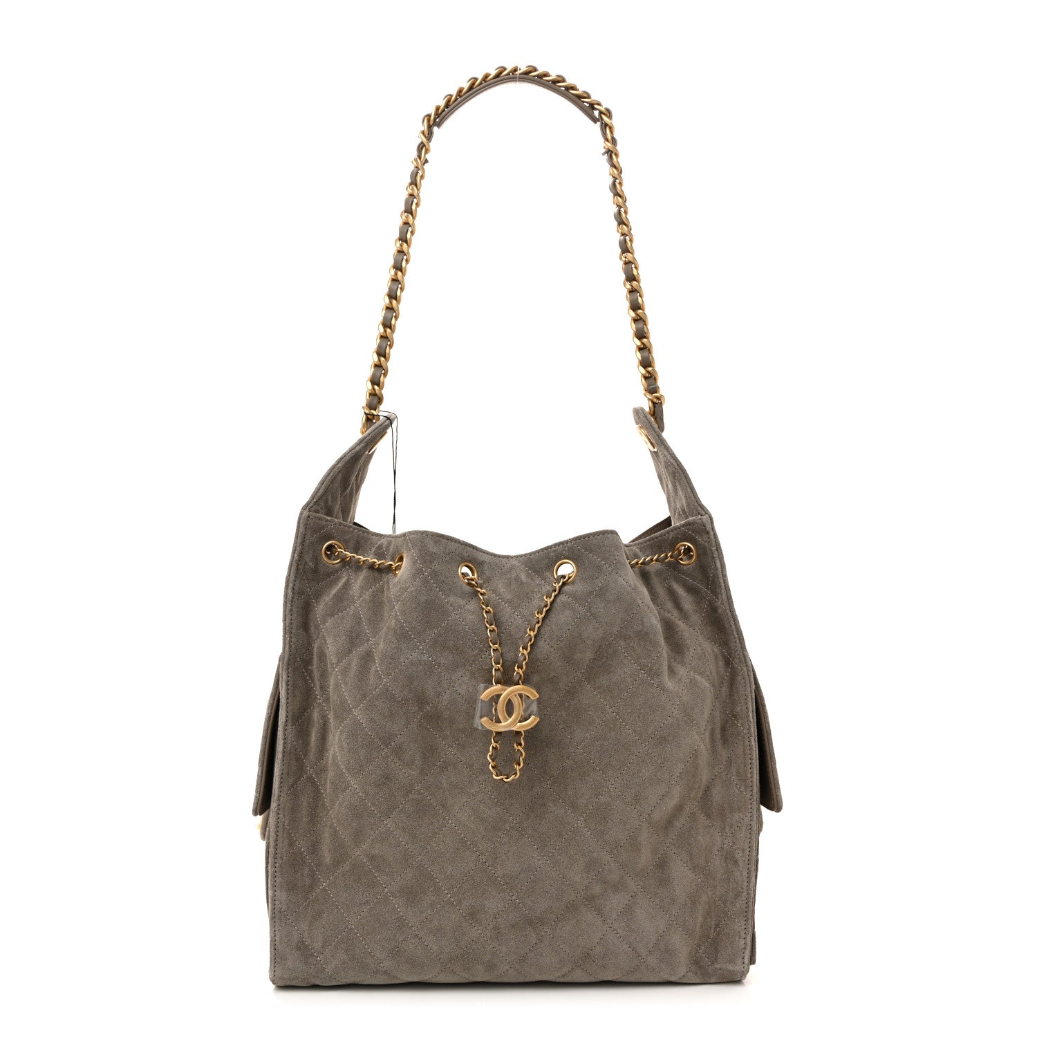 Chanel Suede Quilted Medium Chanel 25 Handbag Grey 1 of 11