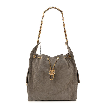 Chanel Suede Quilted Medium Chanel 25 Handbag Grey 1 of 11