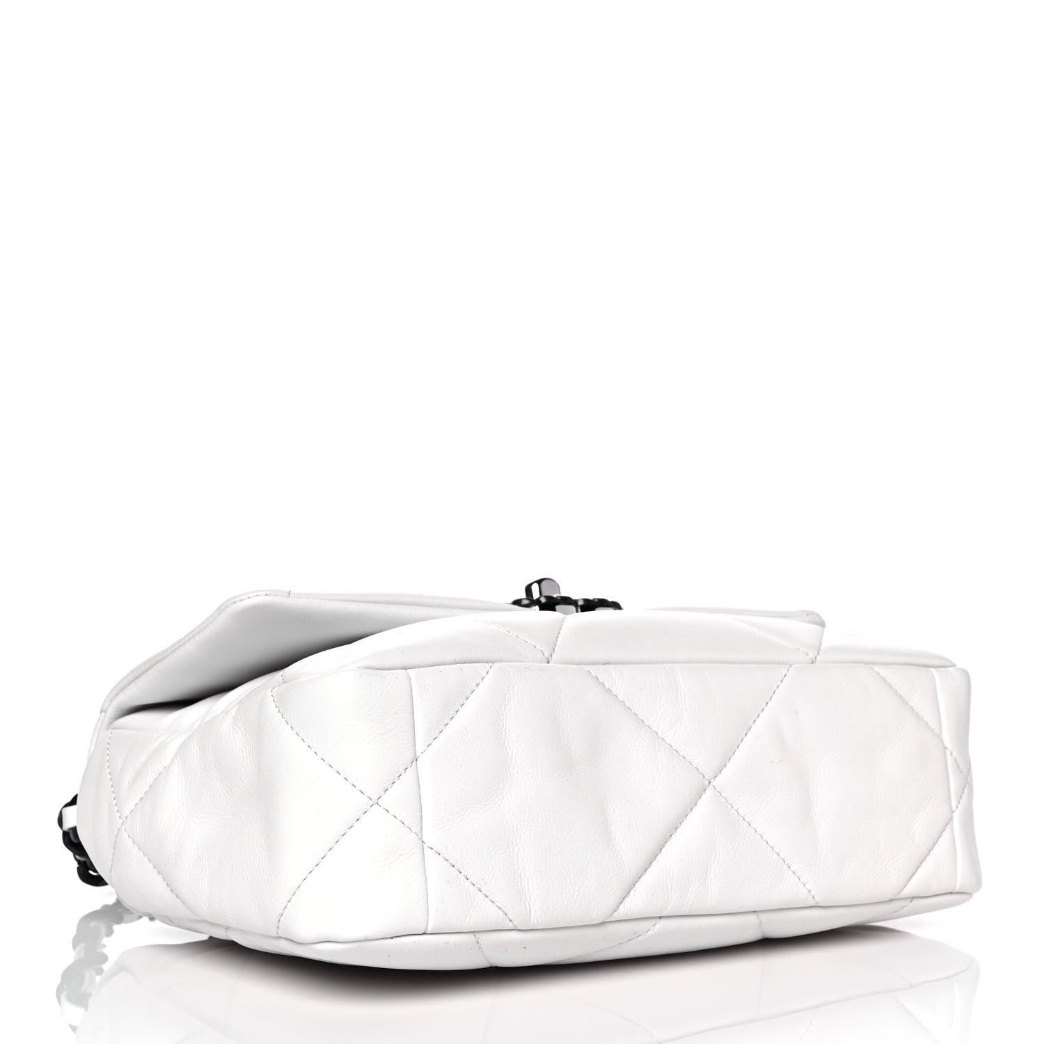 Chanel Glossy Calfskin Quilted Medium Chanel 19 Flap White Black 3 of 9
