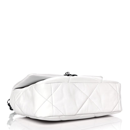Chanel Glossy Calfskin Quilted Medium Chanel 19 Flap White Black 3 of 9