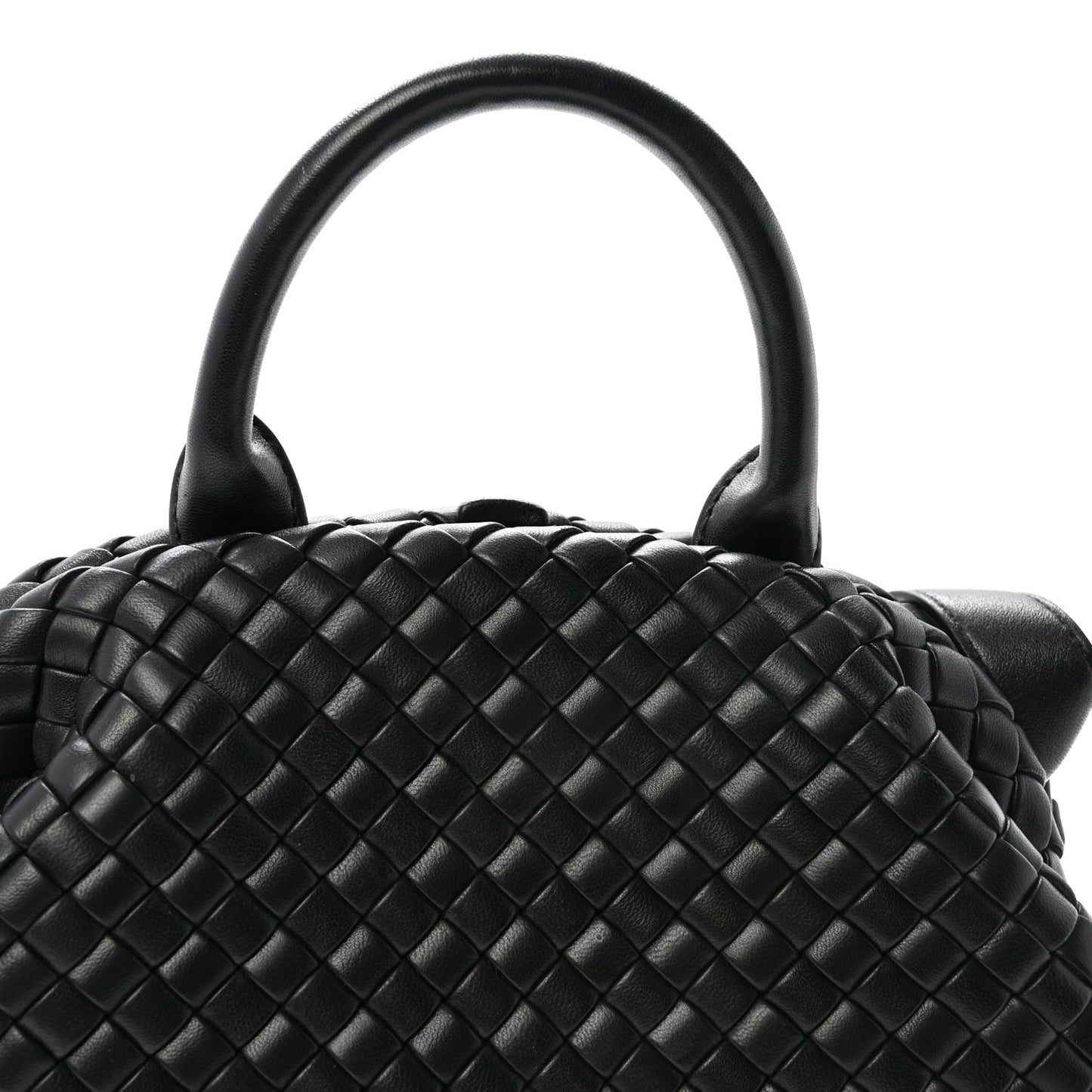 Nappa Intrecciato Padded Small The Top Handle Tote Bag Black