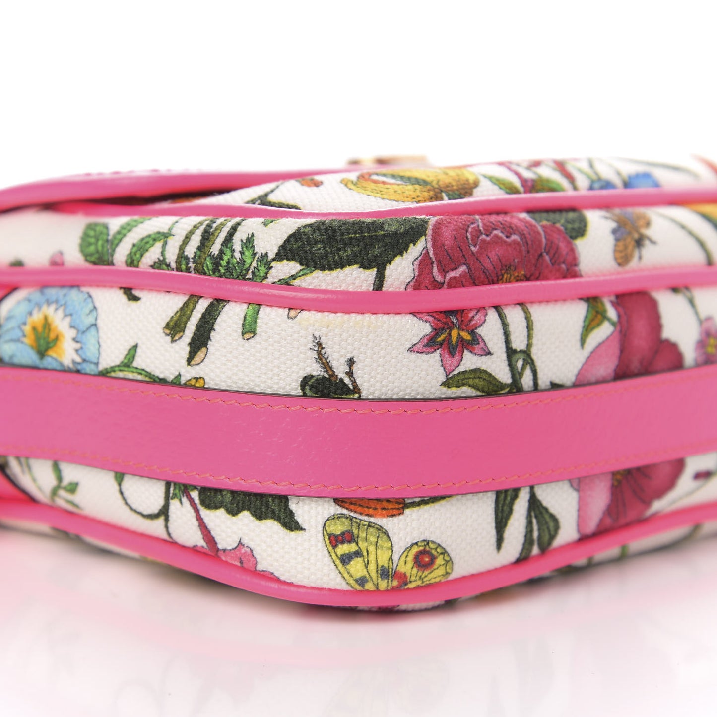 Canvas Flora Floral Shoulder Bag White Fuchsia Fluo