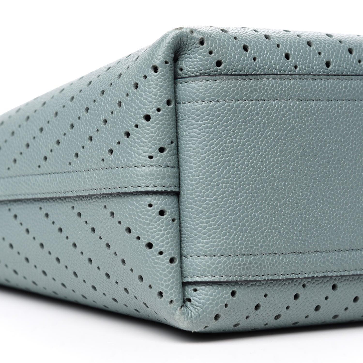 Chanel Perforated Grained Calfskin Large Shopping Tote Green 7 of 14