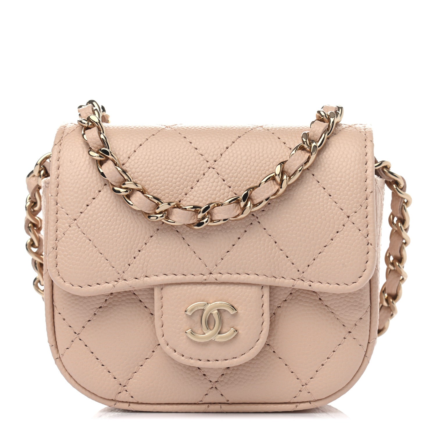 Chanel Caviar Quilted Mini Clutch With Chain Light Beige 2 of 10